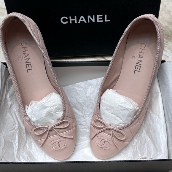 CHANEL Ballet flats Sz.39 Beige/Blush w/Box, shoe bags, docs. - Picture 1 of 16